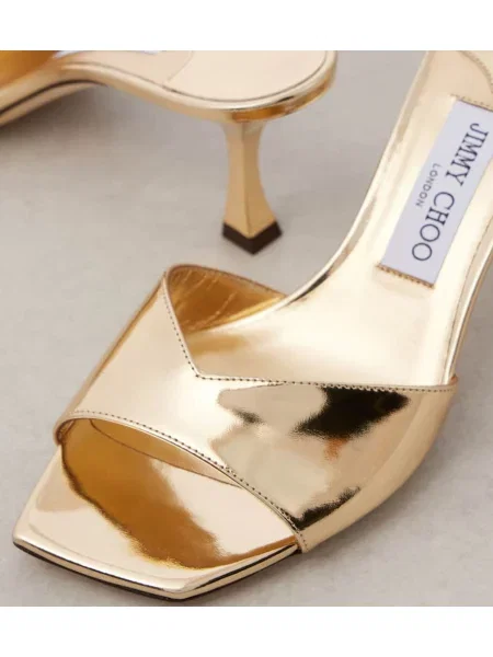 Papuci tip mules Jimmy Choo din piele auriu