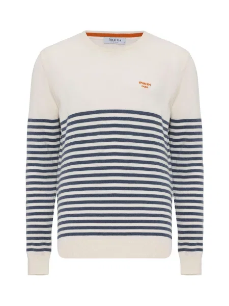 Moxx Paris Pulover Hugues ecru / mornarska oranžna