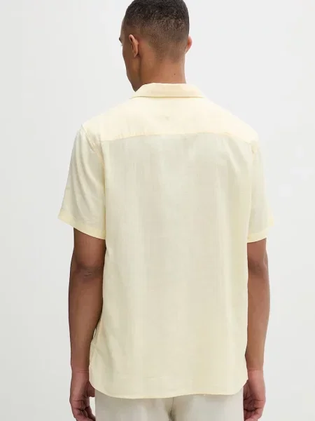 Calvin Klein koszula z lnem żółta
