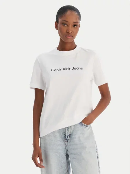 Calvin Klein Jeans Marškinėliai A- Inst. Logo Classic balta