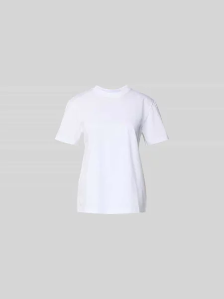 T-shirt z prążkowanym okrągłym dekoltem Rabanne biała