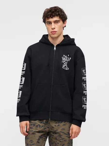 Carhartt WIP Tepláková bunda čierna biela