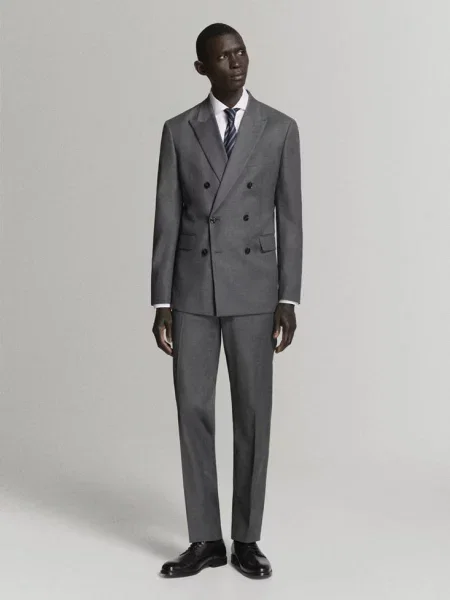 Spodnie garniturowe Mónaco slim fit średni Mężczyzna 46 MANGO MAN szary