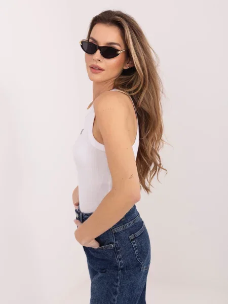 Top Sublevel cu broderie alb