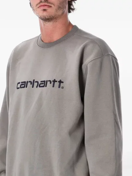 Pulover Carhartt Wip cu broderie gri