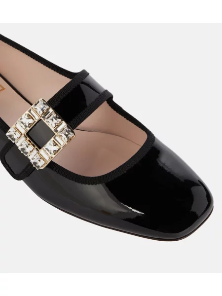 Balerini Roger Vivier din piele de lac negru