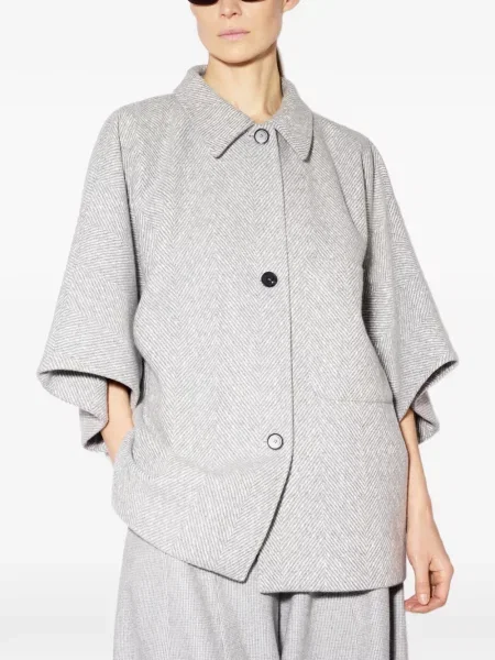 Palton Liviana Conti cu model herringbone gri
