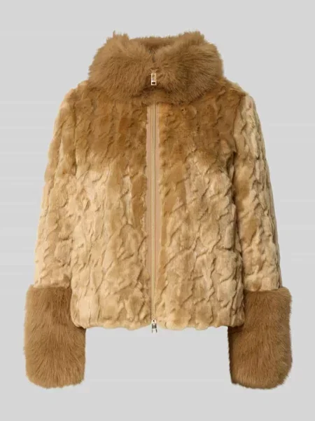 Kurtka z imitacji futra o kroju regular fit z zamkiem błyskawicznym dwustronnym model COLLECTIONS D' Marc Cain brązowa