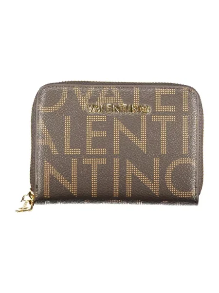 Lniany portfel Valentino Bags z logo brązowy