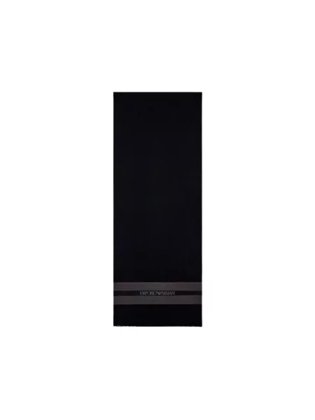 Szal Emporio Armani z logo czarna