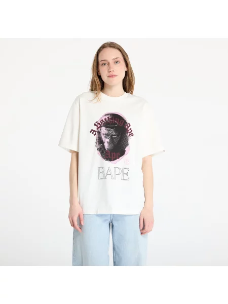 T-shirt A BATHING APE Garment Dye Rhinestone Ape Head Relaxed Fit Tee UNISEX Ivory M