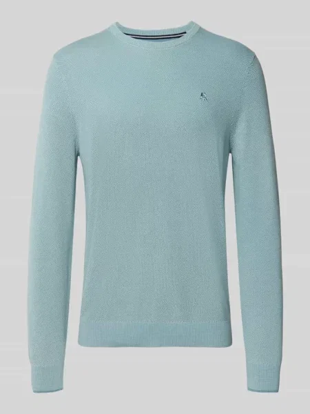 Sweter z dzianiny o kroju regular fit z czystej bawełny z detalem z logo Lerros beżowy