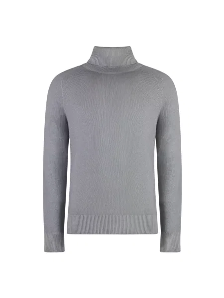 Sweter z golfem Malo żakardowy szary