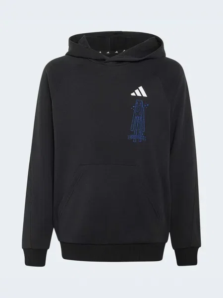 Adidas mikina s kapucňou detská s bavlnou MINECRAFT čierna