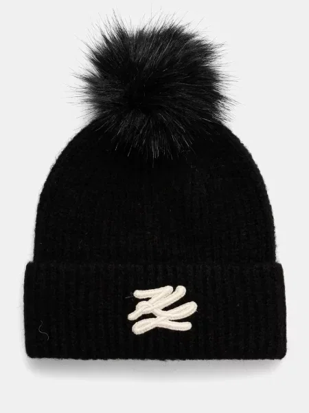 Kapa Karl Lagerfeld od debelog pletiva crna