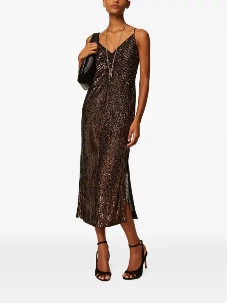 Lung rochie Twinset cu paiete maro