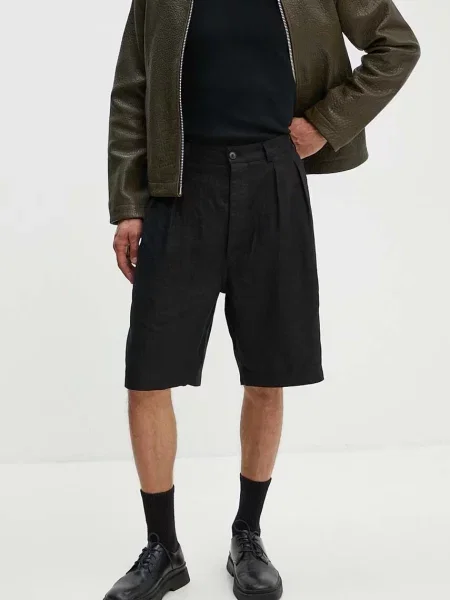 Sunflower pantaloni scurti din in negru