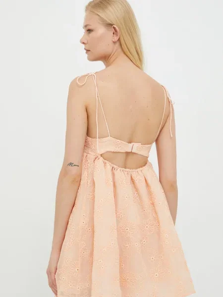 Сукня For Love & Lemons mini розкльошена помаранчевий