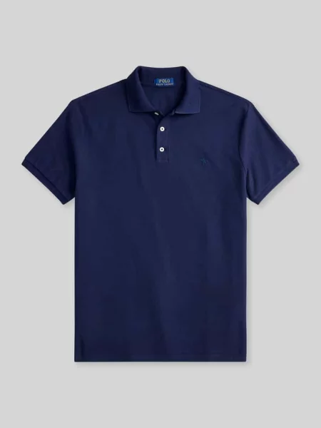 Koszulka polo o kroju slim fit z czystej bawełny Polo Ralph Lauren granatowa