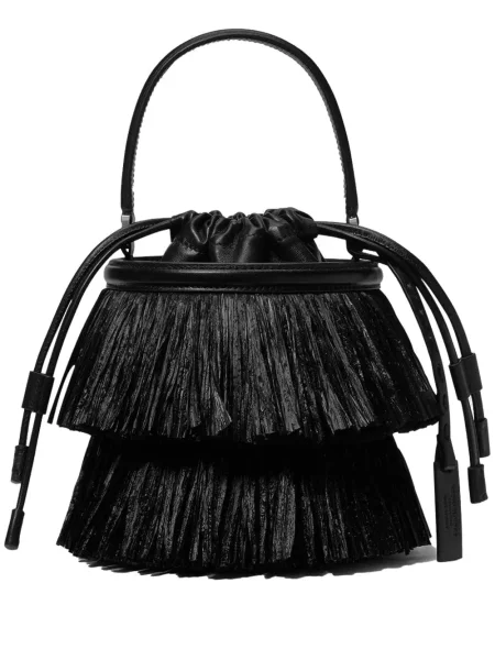 Koszulka Michael Kors Collection z okrągłym dekoltem koronkowa dzwony czarna