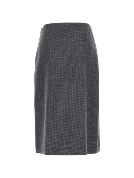 Fustă midi Grifoni de lână cu model pepito gri