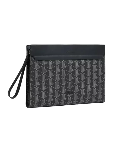 Lniana torba na laptopa Lacoste czarna