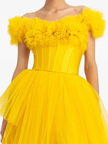 Maxi rochie maxi Gemy Maalouf plisată de costum galben