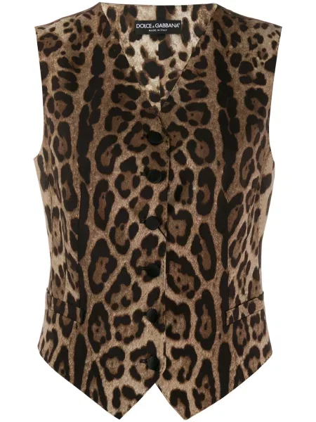 Vestă Dolce & Gabbana cu imagine cu model leopard maro