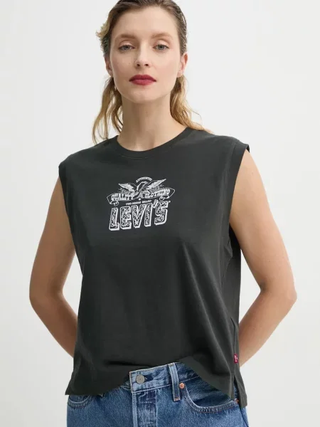 Bombažen top Levi's GR BOXY TANK siva