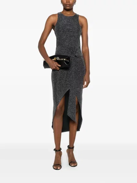 Rochie midi Patrizia Pepe drapată până la genunchi de costum negru
