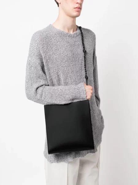 Iš natūralios odos rankinė Jil Sander juoda