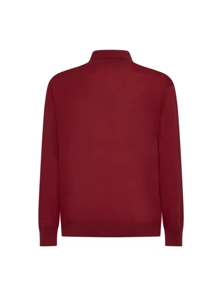 Sweter D4.0 wełniany z okrągłym dekoltem czerwony