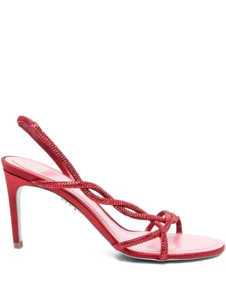 Sandale Rene Caovilla slingback de cristal roșu