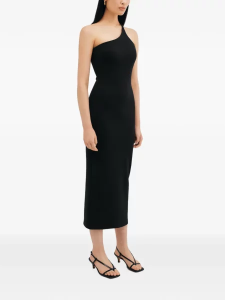 Rochie midi Marcella cu un umăr gol negru