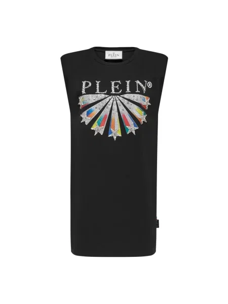 Sukienka koszulowa Philipp Plein z kryształkami czarna