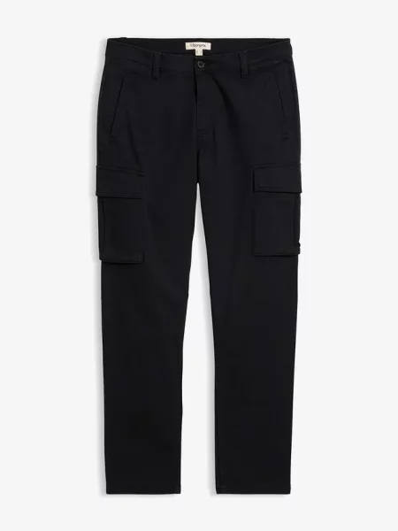 Spodnie z cargo z czystej bawełny z domieszką stretchu regular fit straight czarne