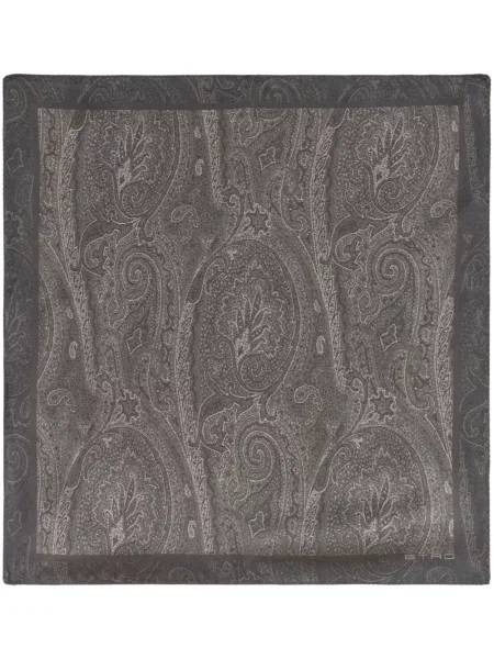 Fular Etro de mătase cu imagine cu model paisley negru