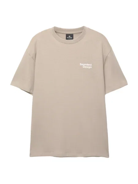 Pull&Bear Tricou nisipiu / gri / gri metalic alb