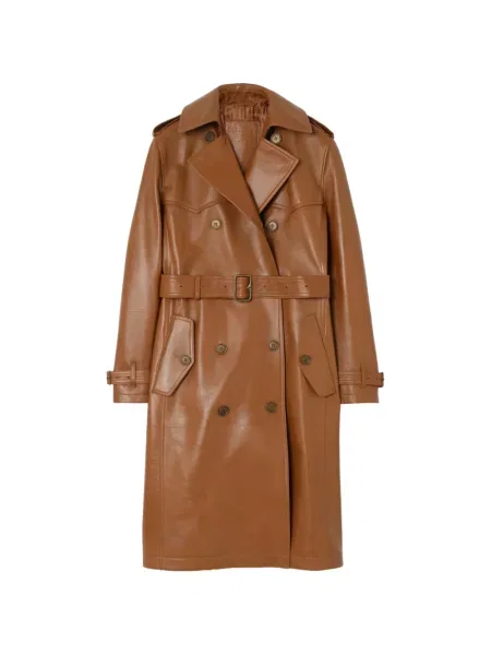 Lung trenci Burberry din piele maro