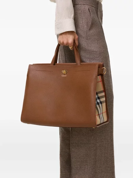 Καρό τσάντα shopper Burberry καφέ