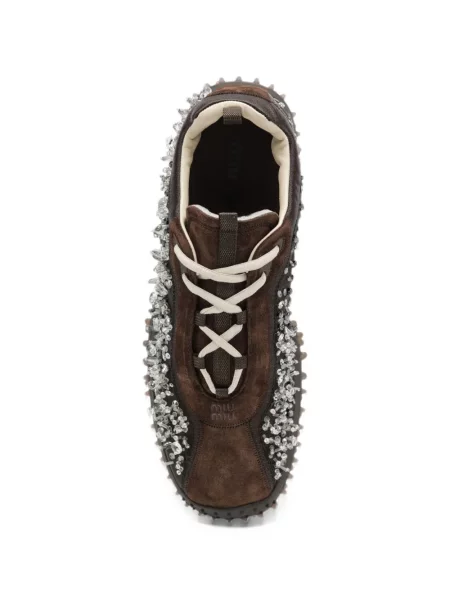 Sneakers Miu Miu σουέντ καφέ