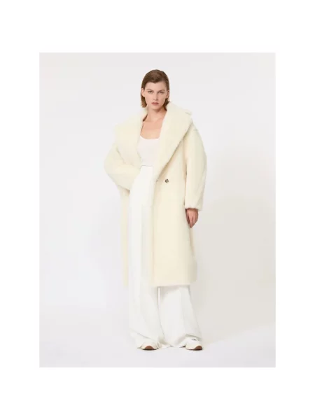 Płaszcz Max Mara wełniany typu teddy biały