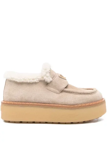 Loaferice Prada od brušene kože smeđa