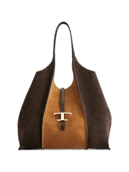 Geantă shopper Tod's din piele de căprioară maro