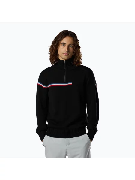 Pulover pentru bărbați Rossignol Odysseus Half Zip Merino black negru