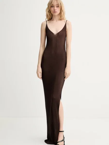 Gestuz sukienka z wiskozą GZsilvi brązowa