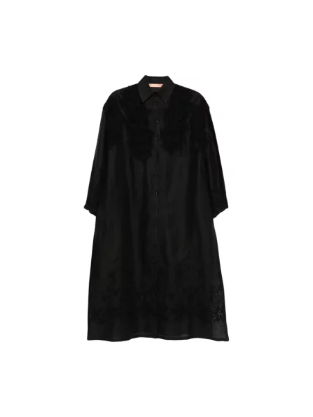 Lniana sukienka koszulowa Ermanno Scervino czarna