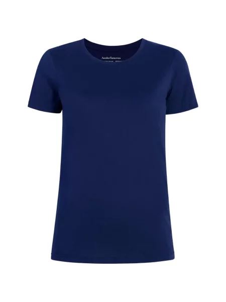 Tricou Another Tomorrow cu decolteu rotund albastru