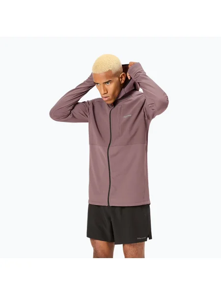 Мъжко яке за бягане NNormal Active Warm albergini/purple виолетово