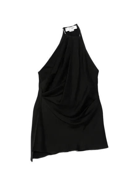 Top Victoria Beckham drapat cu gât halter negru